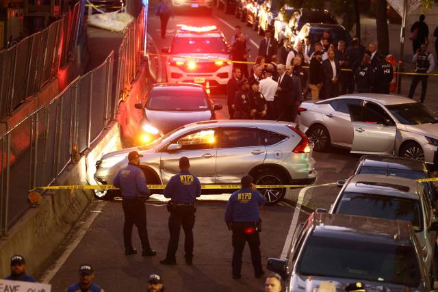 A car reportedly belonging to a man was shot by an Immigration and Customs Enforcement (ICE) officer during an operation in the Bronx borough of New York is seen on October 8, 2026, according to local media and police. (Photo by CHARLY TRIBALLEAU / AFP)