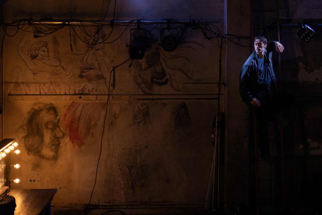 French actor, writer, and director Bertrand de Roffignac poses at his ephemeral and experimental theatre 'L'Anomalie' during a photo session in Paris on October 7, 2026. (Photo by Joel Saget / AFP)