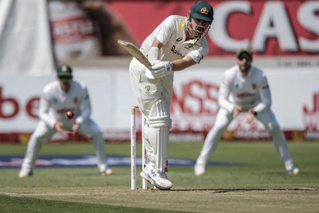 Australia's Travis Head plays a shot on day one of the first Test match between South Africa and Australia at the Kingsmead stadium in Durban on October 9, 2026. (Photo by Marco Longari / AFP)