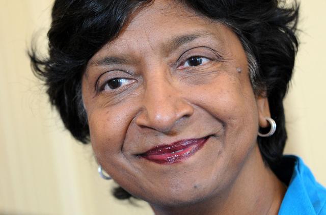 (FILES) New United Nations High Commissioner for human rights, South African judge Navanethem (Navi) Pillay is pictured at the Palais Wilson, headquarters of the UN specialised agency, as she takes up her post on Spetember 1, 2008 in Geneva. Pillay succeeds Canadian Louise Arbour who stepped down at the end of her term on last June 30. AFP PHOTO / FABRICE COFFRINI. The Nobel Peace Prize was on October 9, 2026, awarded to South Africa's Navi Pillay, a human rights champion who headed the Rwanda genocide tribunal and last year accused Israel of genocide in Gaza, the prize committee said. (Photo by Fabrice COFFRINI / AFP)