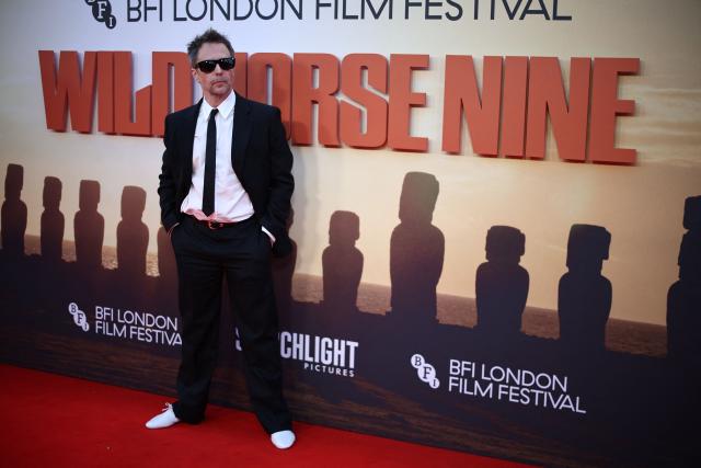 US actor Sam Rockwell poses on the red carpet upon arrival to attend the gala screening of the film "Wild Horse Nine" at the Royal Festival Hall in London, October 9, 2026, during the BFI London Film Festival. (Photo by Henry Nicholls / AFP)