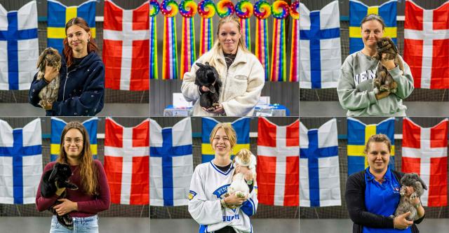 (COMBO) This combination of pictures taken and created on October 9, 2026 during the European Rabbit Jumping Championships in Lysekil, Sweden shows (from top L to R) Martina Cihakova, 19, from the town of Hulice in Czechia, posing with her rabbit Simon,
Katrine Liliendal, 36, from the Danish island of Bornholm, posing with her rabbit Lugi, Tina Nylund, vice-president of the Swedish Federation of Rabbit Jumping (SKHRF), posing with a rabbit named Lova, and (from bottom L to R) Linda Arvidsson, president of the Swedish Federation of Rabbit Jumping (SKHRF), posing with a rabbit named Evert,
Elisabeth Hirvelä, 20, from Vantaa, Finland, posing with her rabbit Leika, and Katharina Wermuth, 38, from Wangen in the Swiss canton of Schwyz, posing with her rabbit Mondo.. The three-day championship, running from October 9 to 11, features several disciplines, including straight-course jumping and high jump. (Photo by Jonathan NACKSTRAND / AFP)