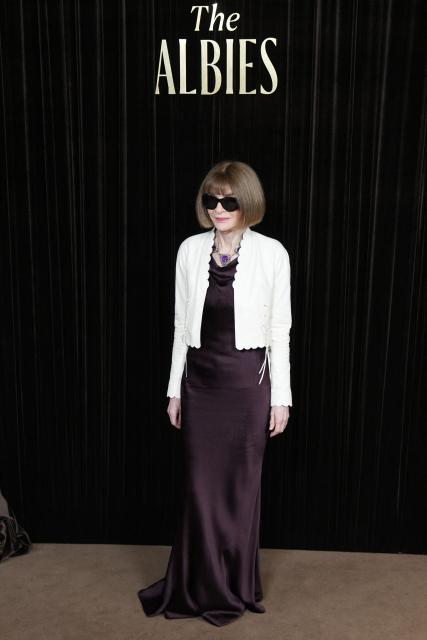 British and American media executive Anna Wintour poses upon arrival to attend The Albies hosted by The Clooney Foundation of Justice at the Natural History Museum in London on October 9, 2026. (Photo by CARLOS JASSO / AFP)
