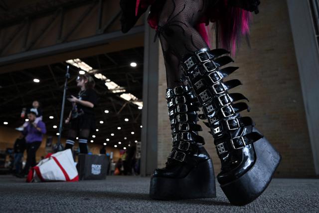 A woman wearing a cosplay costume takes part in the SOFA Leisure and Fantasy Fair in Bogota on October 9, 2026. (Photo by Raul ARBOLEDA / AFP)