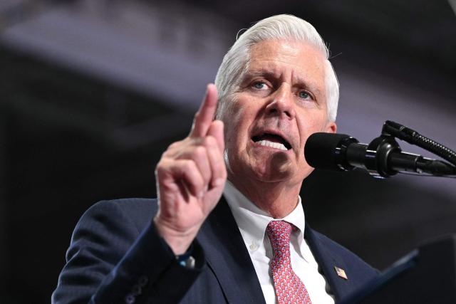 Republican candidate for New York governor Bruce Blakeman speaks at a campaign rally at the Oncenter Convention Center in Syracuse, New York, on October 9, 2026. US President Donald Trump is campaigning for Blakeman, as well as other Republican candidates in November's general election. (Photo by Mandel NGAN / AFP)