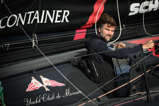 German skipper Boris Herrmann sails his Imoca monohull Malizia during a training session ahead of the Route du Rhum solo sailing race from Saint-Malo, western France to Pointe-a-Pitre in the French overseas island of Guadeloupe, off Lorient on September 26, 2026. (Photo by Loic VENANCE / AFP)