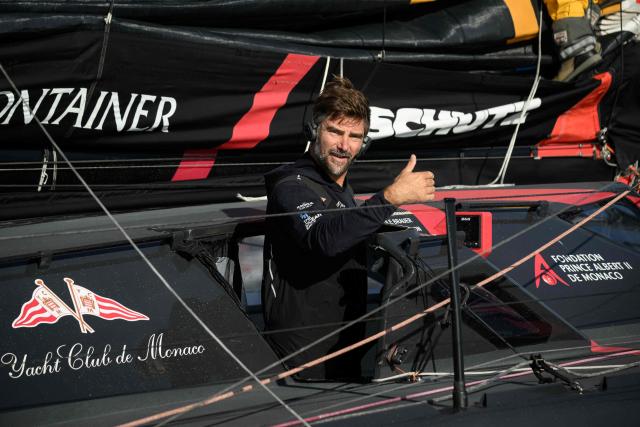 German skipper Boris Herrmann sails his Imoca monohull Malizia during a training session ahead of the Route du Rhum solo sailing race from Saint-Malo, western France to Pointe-a-Pitre in the French overseas island of Guadeloupe, off Lorient on September 26, 2026. (Photo by Loic VENANCE / AFP)