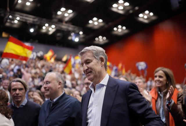Spain's opposition Partido Popular (PP) party's leader Alberto Nunez Feijoo arrives to a campaign rally in Madrid on October 10, 2026. Spain's Prime Minister called a snap election for November 29, after parliament rejected housing relief measures proposed by his minority government amid nationwide protests. The defeat was just the latest political setback for one of the few left-leaning government leaders still in power in Europe. (Photo by Oscar DEL POZO / AFP)