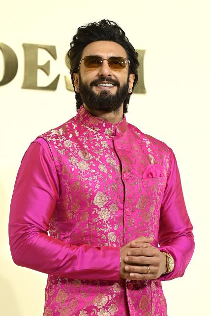 Bollywood actor Ranveer Singh attends a Reliance Foundation event celebrating one year of their flagship retail gallery and museum Swadesh at the UNESCO-designated Art Deco theatre Eros Cinema in Mumbai on October 10, 2026. (Photo by Sujit JAISWAL / AFP)