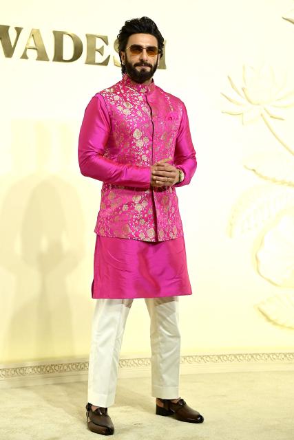 Bollywood actor Ranveer Singh attends a Reliance Foundation event celebrating one year of their flagship retail gallery and museum Swadesh at the UNESCO-designated Art Deco theatre Eros Cinema in Mumbai on October 10, 2026. (Photo by Sujit JAISWAL / AFP)