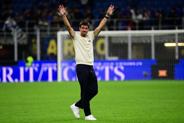 Inter Milan's Romanian coach Cristian Chivu reacts at the end of the Italian Serie A football match between Inter Milan and Parma at the San Siro Stadium in Milan, on October 10, 2026. (Photo by Piero CRUCIATTI / AFP)