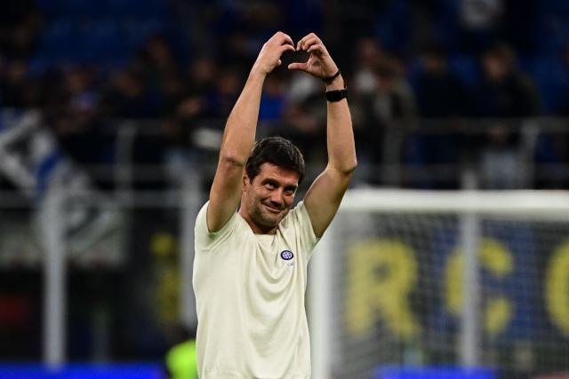 Inter Milan's Romanian coach Cristian Chivu reacts at the end of the Italian Serie A football match between Inter Milan and Parma at the San Siro Stadium in Milan, on October 10, 2026. (Photo by Piero CRUCIATTI / AFP)