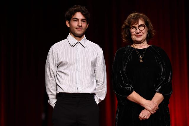 French actors Sayyid El Alami (L) and Anne Le Ny (R) attend the opening ceremony of the 18th edition of the Lumiere Film Festival in Lyon, central-eastern France, on October 10, 2026. (Photo by Alex MARTIN / AFP)