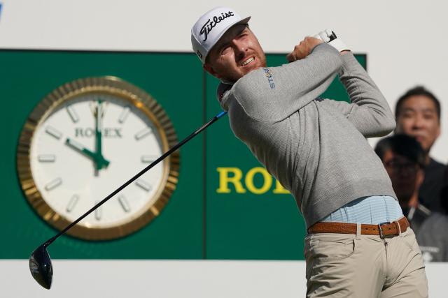 USA's Ryan Gerard plays a tee shot during the final round of the PGA Tour Baycurrent Classic golf tournament in Yokohama on October 11, 2026. (Photo by CHRISTOPHER JUE / AFP)