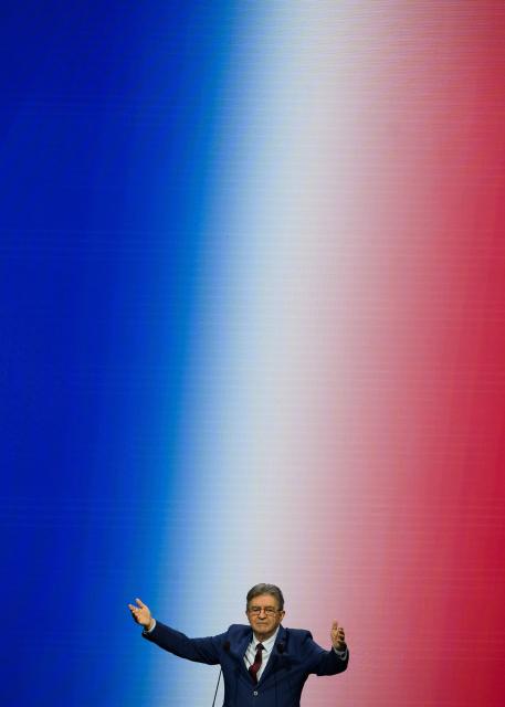 Leftist party La France Insoumise (LFI) candidate in France's 2027 presidential election Jean-Luc Melenchon delivers a speech during a campaign rally in Cournon d’Auvergne, central France, on October 11, 2026. (Photo by JEFF PACHOUD / AFP)