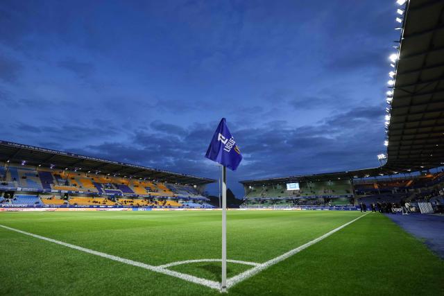 This photograph shows the Stade de l'Aube ahead of the French L1 football match between ES Troyes AC and Olympique de Marseille (OM) at the Stade de l'Aube in Troyes, central France, on October 11, 2026. (Photo by Sameer Al-DOUMY / AFP)