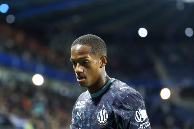 Marseille's French forward #48 Keyliane Abdallah looks on during the French L1 football match between ES Troyes AC and Olympique de Marseille (OM) at the Stade de l'Aube in Troyes, central France, on October 11, 2026. (Photo by Sameer Al-DOUMY / AFP)
