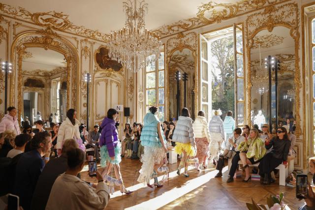 PARIS, FRANCE  OCTOBER 5, 2026: Models showcase Bosideng's latest fashion creations during "The Bloom" runway show at the Hôtel Pozzo di Borgo in Paris, as part of Paris Fashion Week. Presented in celebration of the Chinese fashion brand's 50th anniversary, the collection features colorful down jackets, sculptural silhouettes and innovative designs, marking a milestone in Bosideng's international fashion journey.

MediaConnect: https://mediaconnect.com/?p=533639&preview=true (Photo by BOSIDENG / MediaConnect) / Disclaimer: This document is neither produced nor endorsed by AFP. Although distributed by MediaConnect, its issuer remains solely responsible for its content Its reproduction is authorized in context without any distortion of content. If you have any question about this document, please contact its issuer.
