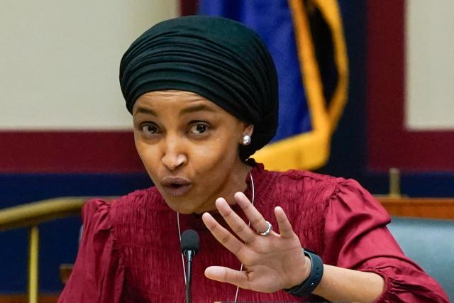 (FILES) US Representative Ilhan Omar, Democrat of Minnesota, questions witnesses during a House Committee on Education and the Workforce hearing about antisemitism on college campuses, on Capitol Hill in Washington, DC, on April 17, 2024. According to US media reports, federal agents searched the Washington, DC, home of Representative Ilhan Omar, Democrat from Minnesota, on the morning of October 12, 2026. (Photo by Drew ANGERER / AFP)