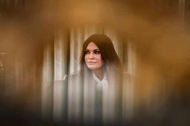 (FILES) US Ambassador to Greece Kimberly Guilfoyle is seen after the credentials presentation ceremony in Athens, on November 4, 2025. US President Donald Trump and Secretary of State Marco Rubio are considering firing the US ambassador to Greece, Kimberly Guilfoyle, who has come under pressure following a series of damaging revelations, American media has reported. Trump is expected to decide soon on the fate of his eldest son Donald Trump Jr.'s former fiancee, CNN reported on October 11, 2026. In recent days, the Wall Street Journal has published a series of highly embarrassing articles about the former Fox News host, who became a prominent figure in Trump's Make America Great Again movement. (Photo by Aris MESSINIS / AFP)