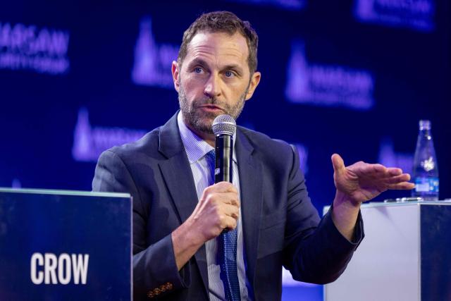 US Congressman Jason Crow - member of the House of Representatives attends the Warsaw Security Forum in Warsaw, Poland on October 12, 2026. (Photo by Wojtek RADWANSKI / AFP)