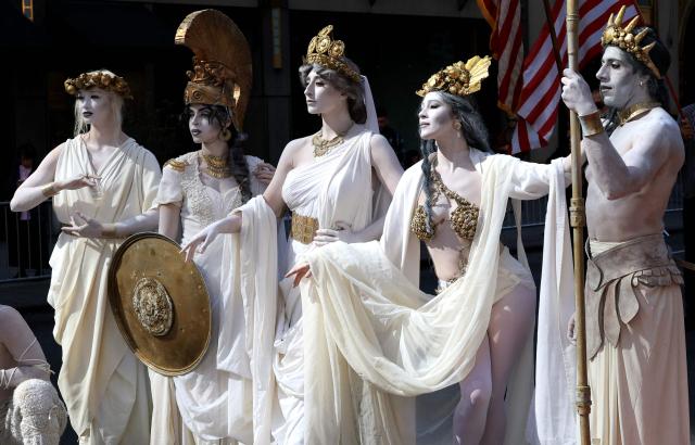 Participants march in the Columbus Day Parade on Fifth Avenue in New York City on October 12, 2026. The annual parade celebrates the culture and history of Italian Americans. (Photo by TIMOTHY A. CLARY / AFP)