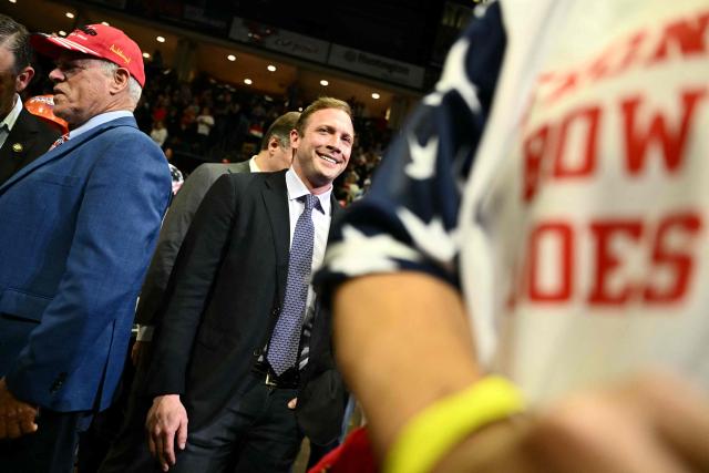 US Representative Max Miller, Republican for Ohio in attendance ahead of US President Donald Trump speaking during a campaign rally at the Covelli Centre in Youngstown, Ohio, on October 12, 2026. (Photo by Kent NISHIMURA / AFP)