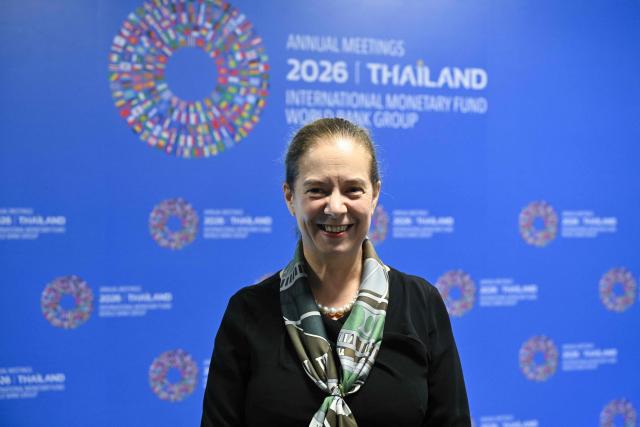 International Monetary Fund (IMF) deputy director of research Petya Koeva Brooks poses for a photograph alongside a media interview during the 2026 IMF-World Bank Group Annual Meetings at the Queen Sirikit National Convention Center (QSNCC) in Bangkok on October 12, 2026. The International Monetary Fund warned on October 13 that while low-income developing countries were dealing with the disproportionate impacts of the Iran war-fuelled energy shock, many had "no choice" but to cut spending or face debt restructuring. (Photo by Panumas Sanguanwong / AFP)