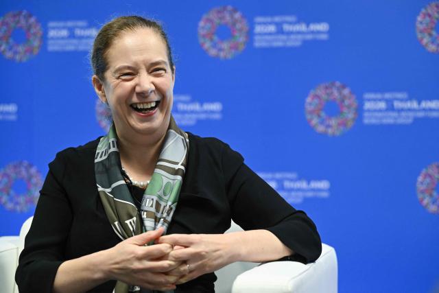 International Monetary Fund (IMF) deputy director of research Petya Koeva Brooks speaks during a media interview at the 2026 Annual Meetings of the International Monetary Fund (IMF) and the World Bank Group (WBG) at the Queen Sirikit National Convention Center (QSNCC) in Bangkok on October 12, 2026. The International Monetary Fund warned on October 13 that while low-income developing countries were dealing with the disproportionate impacts of the Iran war-fuelled energy shock, many had "no choice" but to cut spending or face debt restructuring. (Photo by Panumas Sanguanwong / AFP)