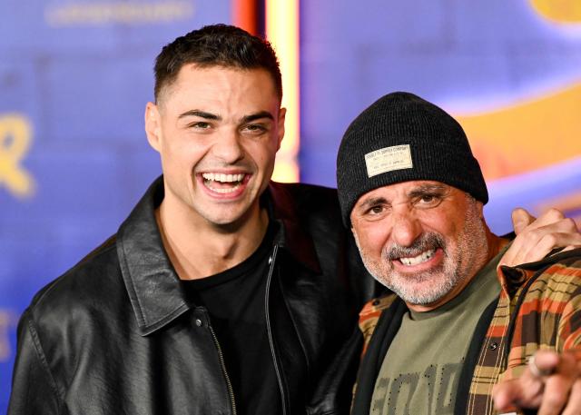 US actor Noah Centineo and his dad movie producer Greg Centineo attend the premiere of Paramount Pictures' "Street Fighter" at the TCL Chinese Theatre in Hollywood, California, on October 12, 2026. (Photo by Katie FLORES / AFP)