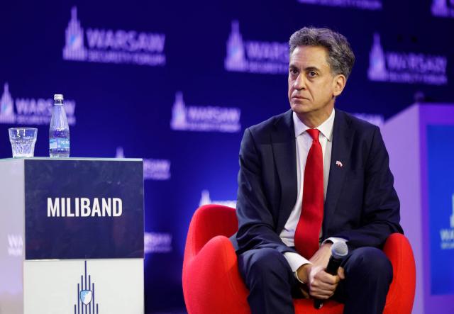 Britain's Foreign Secretary Ed Miliband attends a panel discussion during the Warsaw Security Forum in Warsaw, Poland on October 13, 2026. (Photo by Wojtek RADWANSKI / AFP)
