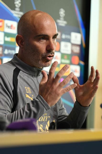 Manchester City's Italian manager Enzo Maresca attends a press conference at the Etihad Campus training ground in Manchester, north-west England, on October 13, 2026, on the eve of their UEFA Champions League, league phase football match against PSG. (Photo by Oli SCARFF / AFP)