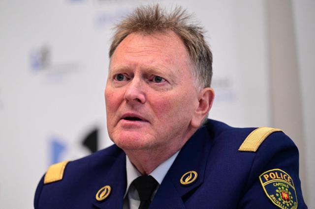 Chief of Police for the Brussels-Capital/Ixelles Police District Michel Goovaerts delivers a press conference of the Brussels Public Prosecutor regarding two incidents, one involving the death of a Police officer, in Brussels on October 13, 2026. A Police officer died in Brussels overnight on October 13, 2026, following an exchange of fire during an operation to intercept a vehicle reported as stolen, according to initial reports in the Belgian media. The police and the public prosecutors office in the Belgian capital have confirmed the death, but have declined to comment on the circumstances of the incident at this stage. (Photo by DIRK WAEM / Belga / AFP) / Belgium OUT