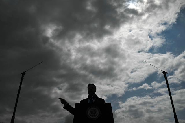 US Vice President JD Vance speaks during a campaign rally at Tyler Pounds Regional Airport  in Tyler, Texas, on October 13, 2026. Vance is campaigning for several Republican candidates on the November midterm ballot. (Photo by SAUL LOEB / POOL / AFP)