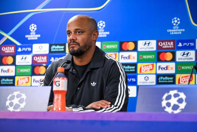 Bayern Munich coach Vincent Kompany gives a press conference after the UEFA Champions League football match between Viking FK and FC Bayern Munich in Stavanger, Norway on October 13, 2026. (Photo by Carina Johansen / NTB / AFP) / Norway OUT