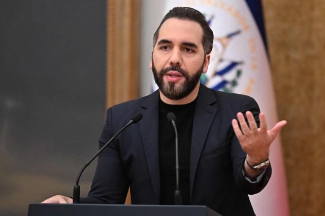 El Salvador's President Nayib Bukele speaks during a press conference following announcements on Spanish investment and economic cooperation in the country at the Presidential House in San Salvador on October 13, 2026. (Photo by MARVIN RECINOS / AFP)