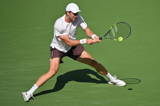 Netherlands' Botic van de Zandschulp hits a return to Spain's Rafael Jodar during their men's singles match at the Shanghai Masters tennis tournament in Shanghai on October 14, 2026. (Photo by Hector RETAMAL / AFP)