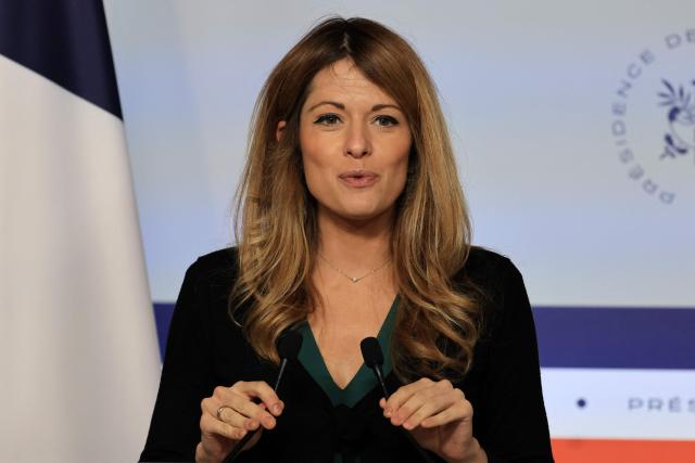 France's Government Spokesperson and junior Minister for Energy and Digital economy Maud Bregeon addresses journalists during a press conference following the weekly Cabinet meeting in Paris on October 14, 2026. (Photo by Ludovic MARIN / AFP)