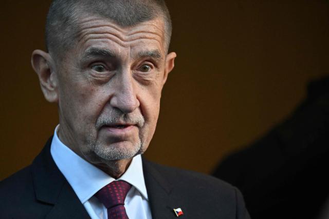 Czech Prime Minister Andrej Babis arrives to attend a meeting of Patriots parliamentary group on the eve of an EU Summit in Brussels on October 14, 2026. (Photo by Nicolas TUCAT / AFP)