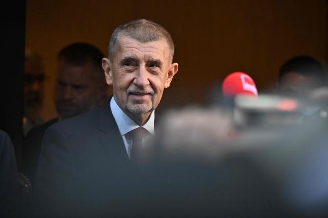 Czech Prime Minister Andrej Babis arrives to attend a meeting of Patriots parliamentary group on the eve of an EU Summit in Brussels on October 14, 2026. (Photo by Nicolas TUCAT / AFP)