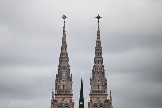 View of the Basilica of Our Lady of Lujan in Lujan, Buenos Aires Province, Argentina on October 14, 2026. (Photo by Luis ROBAYO / AFP)