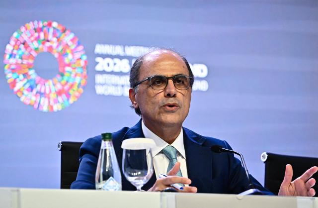 IMF Middle East and Central Asia Department Director Jihad Azour speaks during the Regional Economic Outlook for the Middle East and Central Asia press briefing at the Annual Meetings of the International Monetary Fund (IMF) and the World Bank Group (WBG) at the Queen Sirikit National Convention Center (QSNCC) in Bangkok on October 15, 2026. (Photo by Lillian SUWANRUMPHA / AFP)
