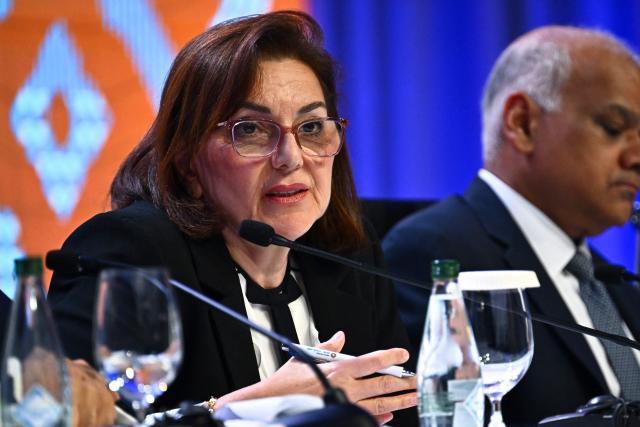 IMF Middle East and Central Asia Department Deputy Director Taline Koranchelian speaks during the Regional Economic Outlook for the Middle East and Central Asia press briefing at the Annual Meetings of the International Monetary Fund (IMF) and the World Bank Group (WBG) at the Queen Sirikit National Convention Center (QSNCC) in Bangkok on October 15, 2026. (Photo by Lillian SUWANRUMPHA / AFP)