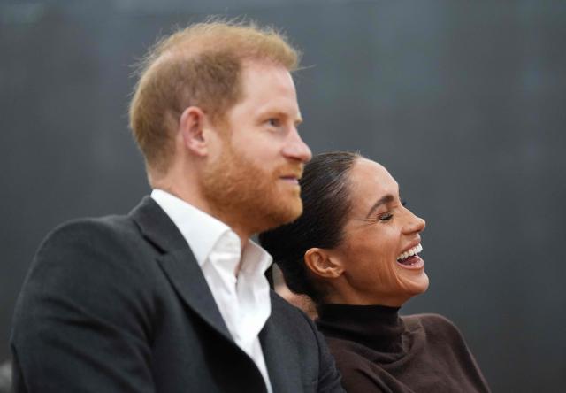 Britain's Prince Harry, Duke of Sussex and his wife Meghan, Duchess of Sussex, visit the Community Recording Studio (CRS) in Nottingham, central England on October 15, 2026. Set up in 1991, the Community Recording Studio, based in St Anns, teaches film and video skills as well as music, giving youngsters access to professional equipment and key industry contacts, and musicians. (Photo by Joe Giddens / POOL / AFP)