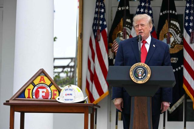 US President Donald Trump speaks in the Rose Garden at the White House, Washington DC, October 15, 2026. (Photo by Jim WATSON / AFP)