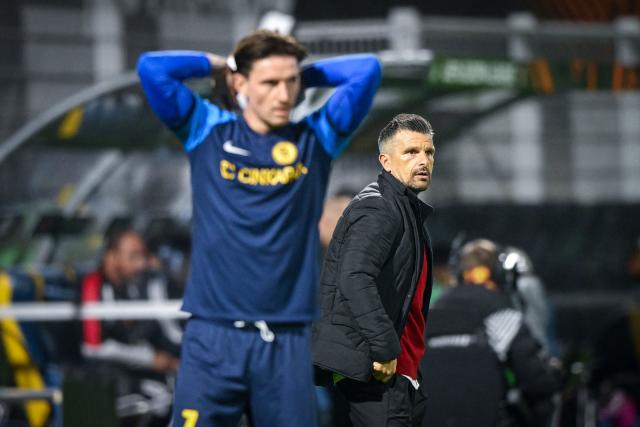 NK Celje's head coach Zoran Zeljkovic looks on during the UEFA Europa League, league phase matchday 2, football match between NK Celje and Omonoia at the Stadion Z'dezele in Celje, on October 15, 2026. (Photo by Jure Makovec / AFP)