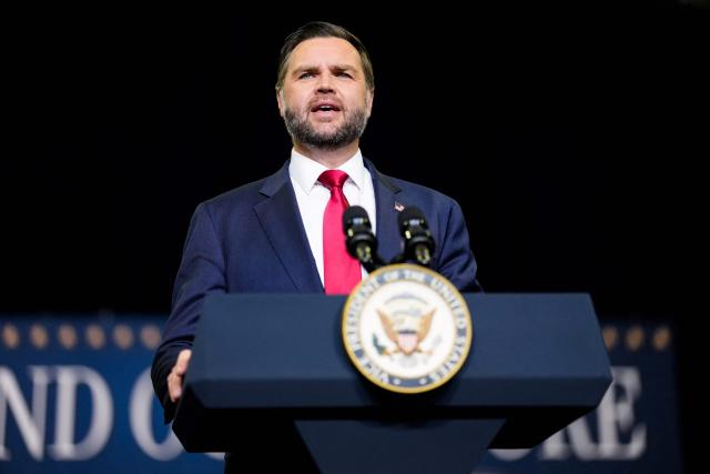 US Vice President JD Vance speaks at a midterm campaign rally at the LevelUp Training Complex in Monroe, Michigan, on October 15, 2026. Americans voting in the November 3 midterm elections will decide who controls Congress for the final two years of Donald Trump's presidency, along with dozens of governorships and thousands of state offices. (Photo by Daniel Heuer / POOL / AFP)