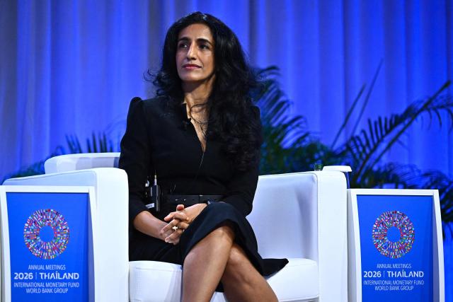 CEO of Addo AI Ayesha Khanna attends the AI and the Global Economy: From Risk to Opportunity panel at the Annual Meetings of the International Monetary Fund (IMF) and the World Bank Group (WBG) at the Queen Sirikit National Convention Center (QSNCC) in Bangkok on October 16, 2026. (Photo by Lillian SUWANRUMPHA / AFP)