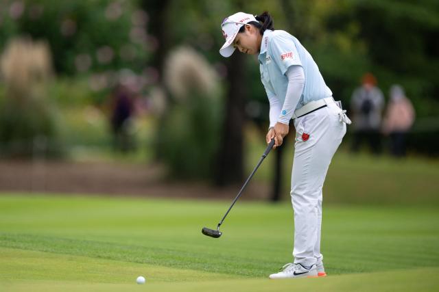 South Korea's Choi Hye-jin hits a shot during the Buick LPGA Shanghai golf tournament in Shanghai on October 16, 2026. (Photo by CN-STR / AFP) / China OUT