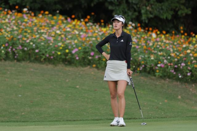 Australia's Grace Kim reacts during the Buick LPGA Shanghai golf tournament in Shanghai on October 16, 2026. (Photo by CN-STR / AFP) / China OUT